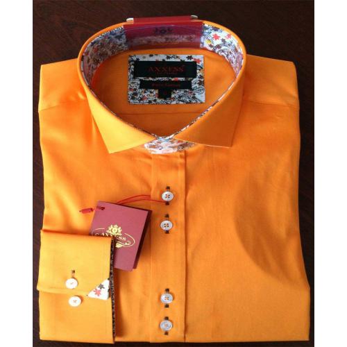 Axxess Orange Slim Fit Pure Cotton Dress Shirt AX0016